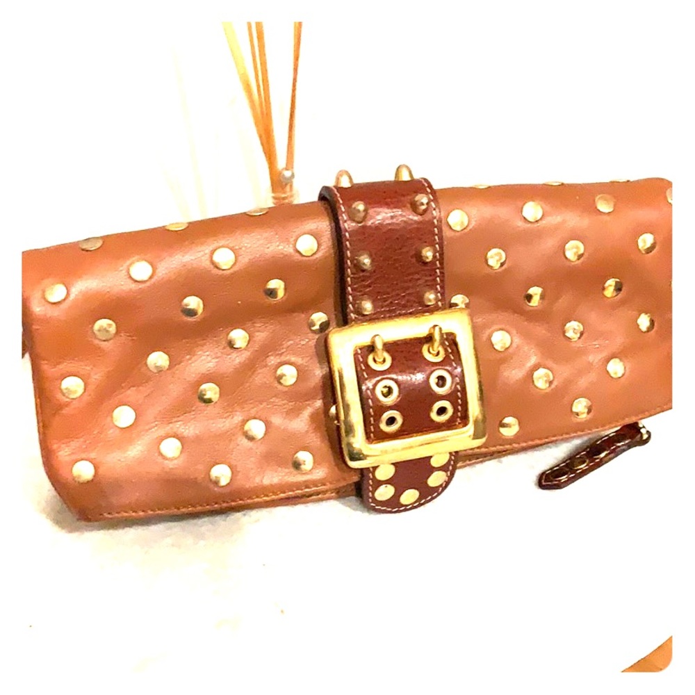 Be&D leather studded clutch